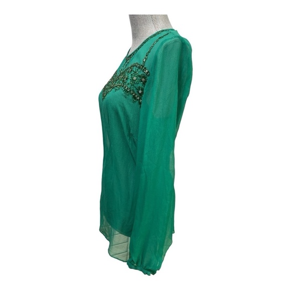 Z.b.d design Green blouse with bead and sequin emblishments size 10 - Picture 4 of 10